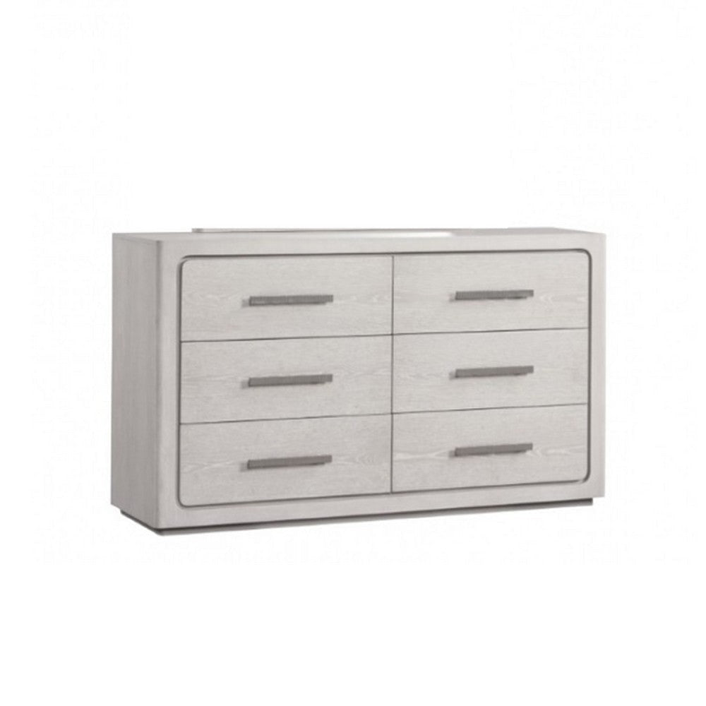 Thorne 6 Drawer 62’’ Wide Dresser | White Oak Solid Wood Bedroom Storage BM340223