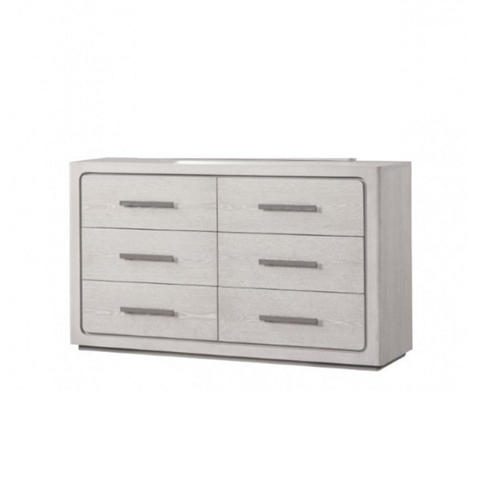 Thorne 6 Drawer 62" Wide Dresser | White Oak Solid Wood Bedroom Storage
