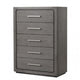 Thorne 5 Drawer Tall Dresser Chest | Warm Gray Solid Wood Vertical Storage BM340224