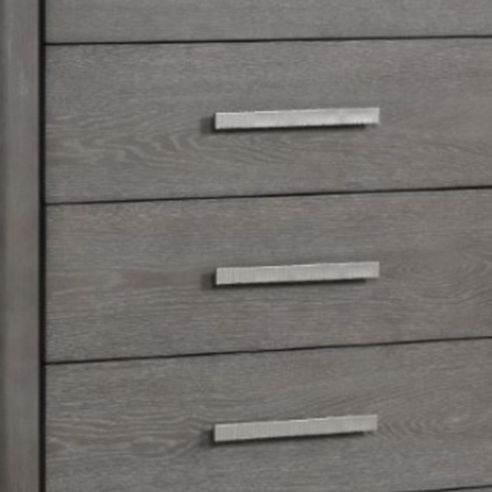 Thorne 5 Drawer Tall Dresser Chest | Warm Gray Solid Wood Vertical Storage BM340224
