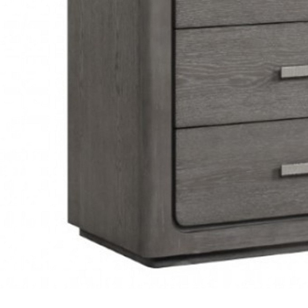 Thorne 5 Drawer Tall Dresser Chest | Warm Gray Solid Wood Vertical Storage BM340224