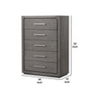 Thorne 5 Drawer Tall Dresser Chest | Warm Gray Solid Wood Vertical Storage BM340224