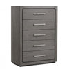 Thorne 5 Drawer Tall Dresser Chest | Warm Gray Solid Wood Vertical Storage