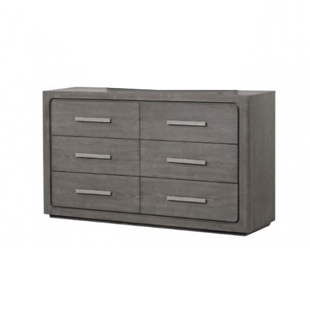 Thorne 6 Drawer Wide Dresser | Warm Gray Solid Wood Bedroom Storage BM340225