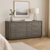 Thorne 6 Drawer Wide Dresser | Warm Gray Solid Wood Bedroom Storage BM340225