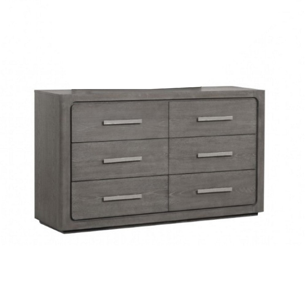 Thorne 6 Drawer Wide Dresser | Warm Gray Solid Wood Bedroom Storage