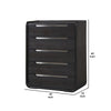 Osko 5 Drawer Tall Dresser Chest | Black Solid Poplar Wood | Steel Trim BM340226