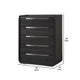 Osko 5 Drawer Tall Dresser Chest | Black Solid Poplar Wood | Steel Trim BM340226