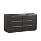 Osko 6 Drawer Wide Dresser | Black Solid Wood | Stainless Steel Trim