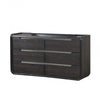 Osko 6 Drawer Wide Dresser | Black Solid Wood | Stainless Steel Trim BM340227