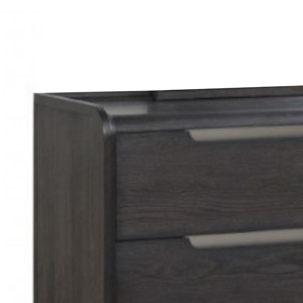 Osko 6 Drawer Wide Dresser | Black Solid Wood | Stainless Steel Trim BM340227