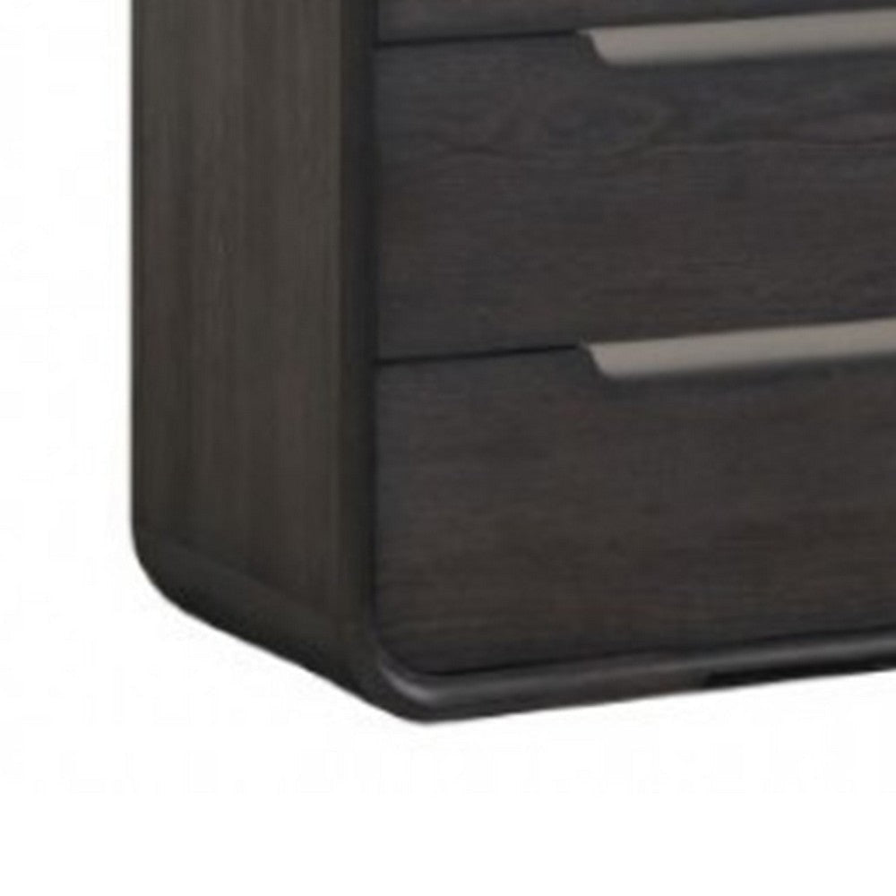 Osko 6 Drawer Wide Dresser | Black Solid Wood | Stainless Steel Trim BM340227