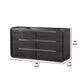 Osko 6 Drawer Wide Dresser | Black Solid Wood | Stainless Steel Trim BM340227