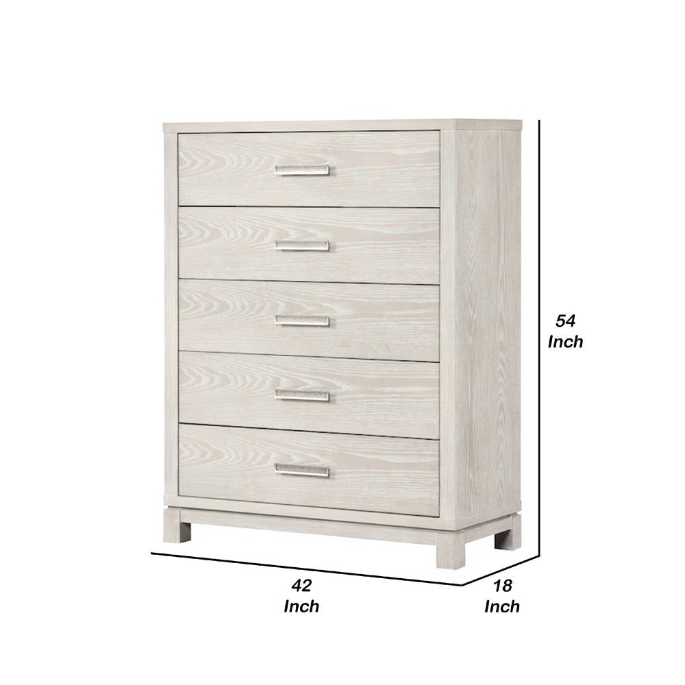 Loji 5 Drawer Tall Dresser Chest | Weathered Gray Solid Wood Storage BM340228