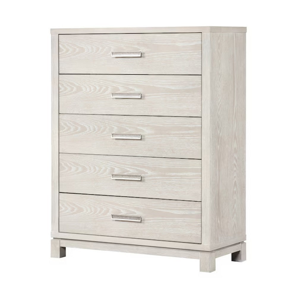 Loji 5 Drawer Tall Dresser Chest | Weathered Gray Solid Wood Storage