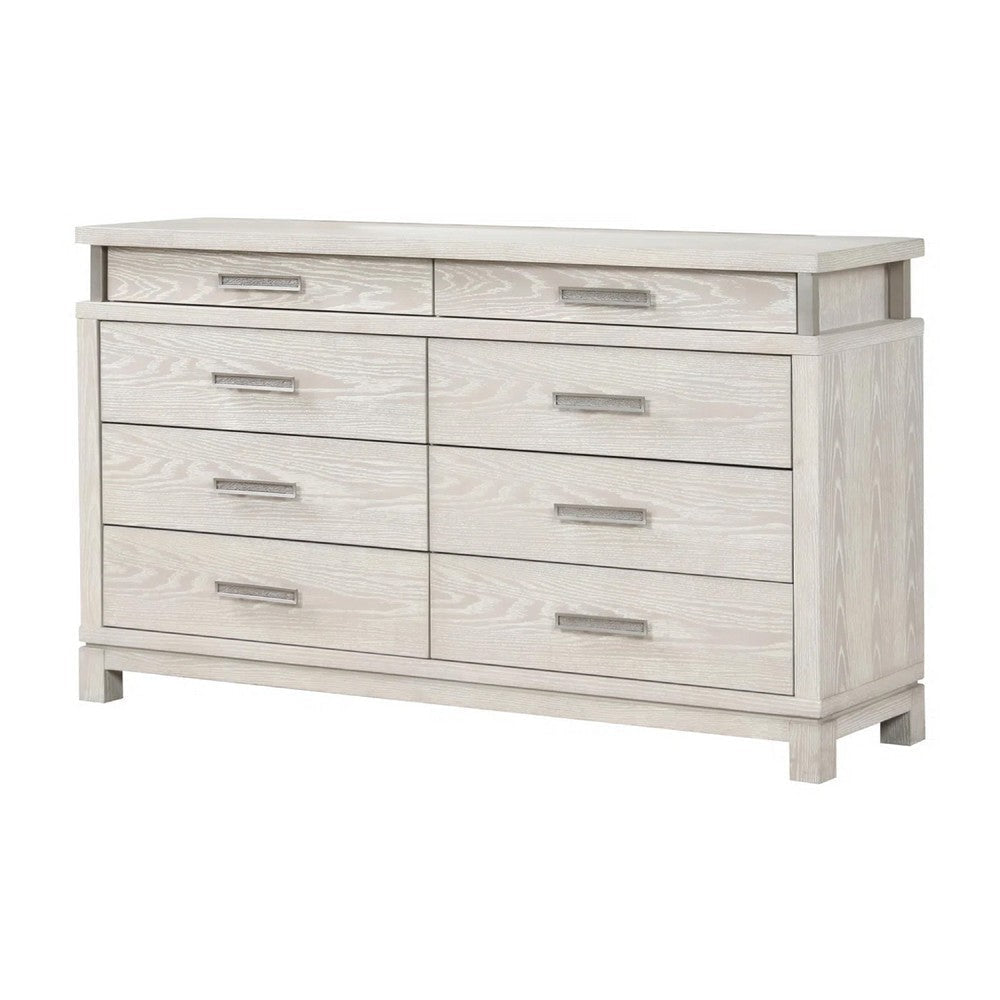 Loji 8 Drawer Wide Dresser | Weathered Gray Solid Wood Bedroom Storage BM340229