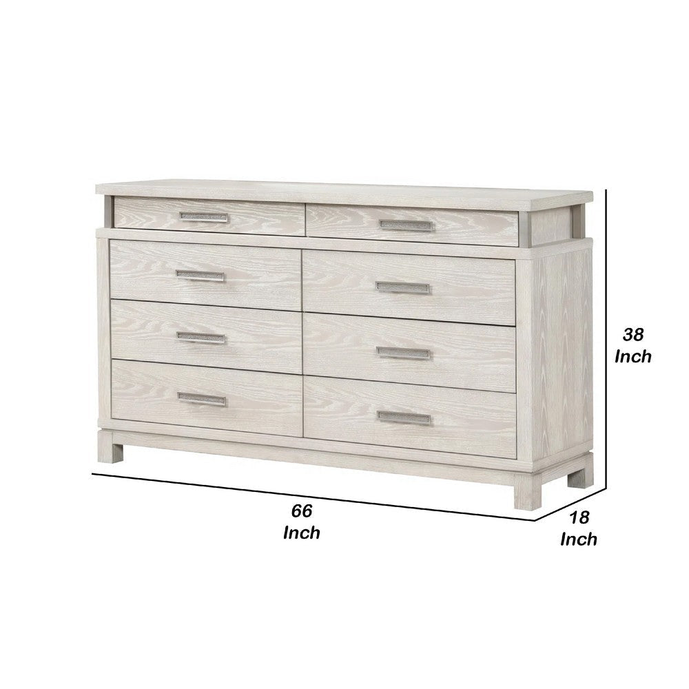 Loji 8 Drawer Wide Dresser | Weathered Gray Solid Wood Bedroom Storage BM340229
