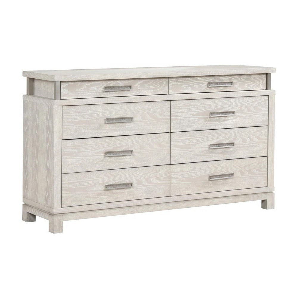 Loji 8 Drawer Wide Dresser | Weathered Gray Solid Wood Bedroom Storage
