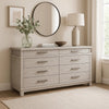 Loji 8 Drawer Wide Dresser | Weathered Gray Solid Wood Bedroom Storage