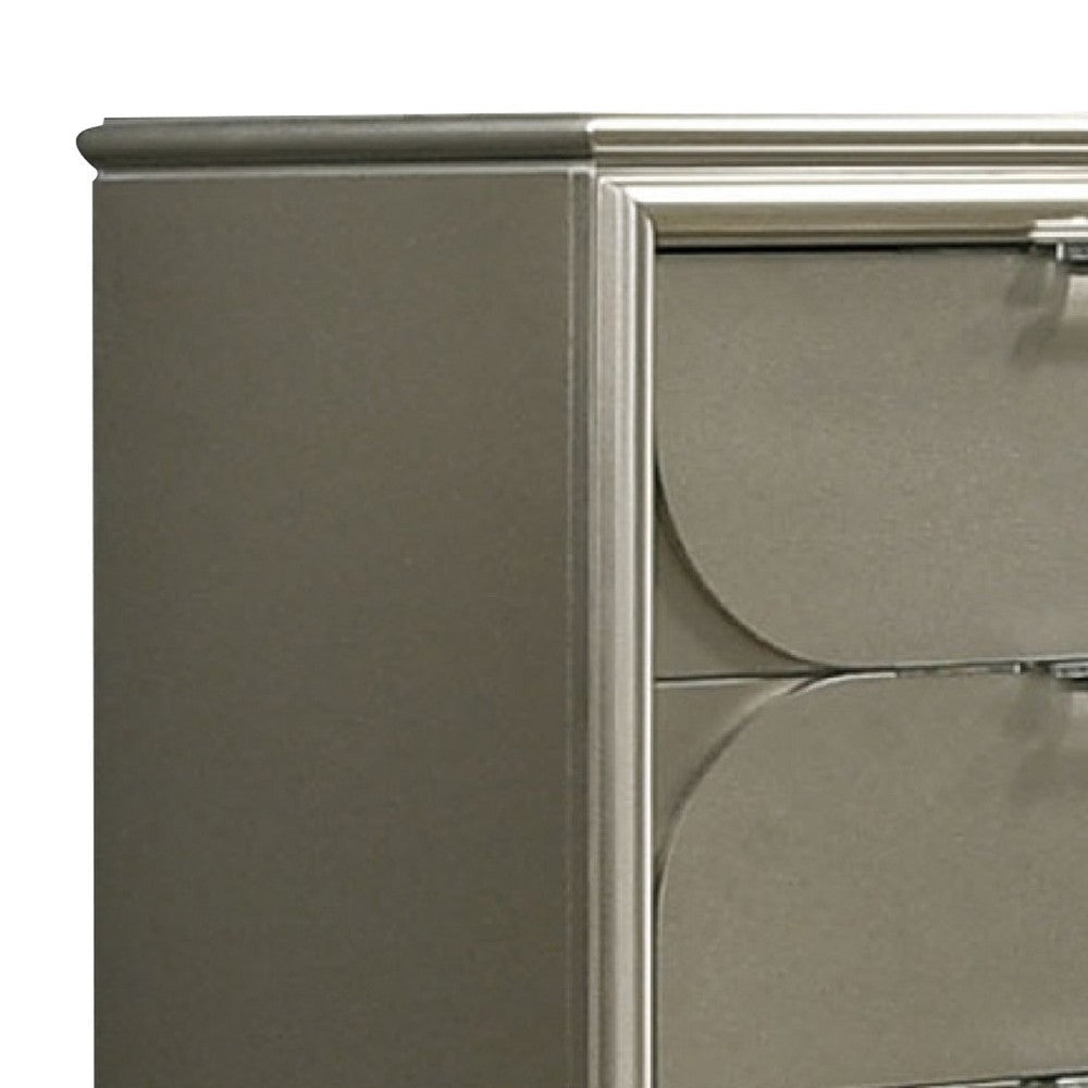 Zema 6 Drawer Wide Dresser | Silver Solid Wood | Acrylic Accents BM340230
