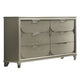 Zema 6 Drawer Wide Dresser | Silver Solid Wood | Acrylic Accents