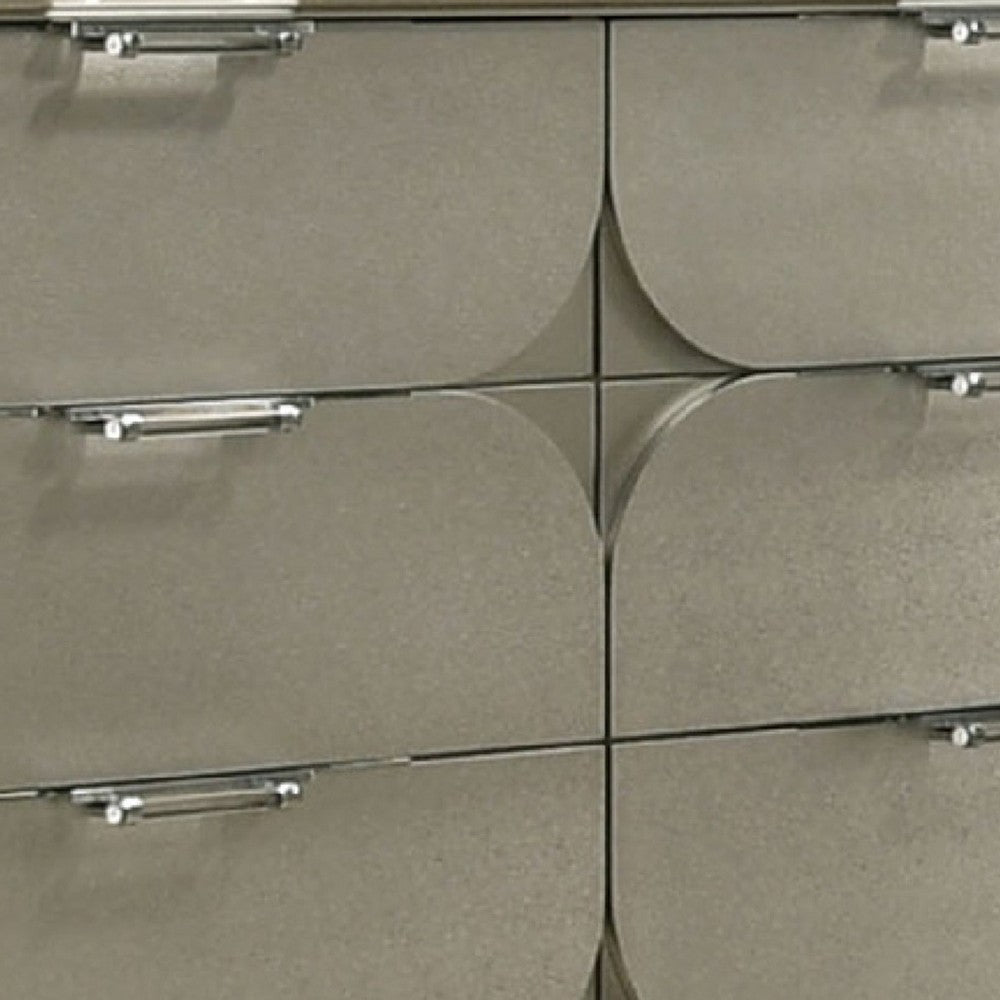 Zema 6 Drawer Wide Dresser | Silver Solid Wood | Acrylic Accents BM340230
