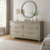 Zema 6 Drawer Wide Dresser | Silver Solid Wood | Acrylic Accents