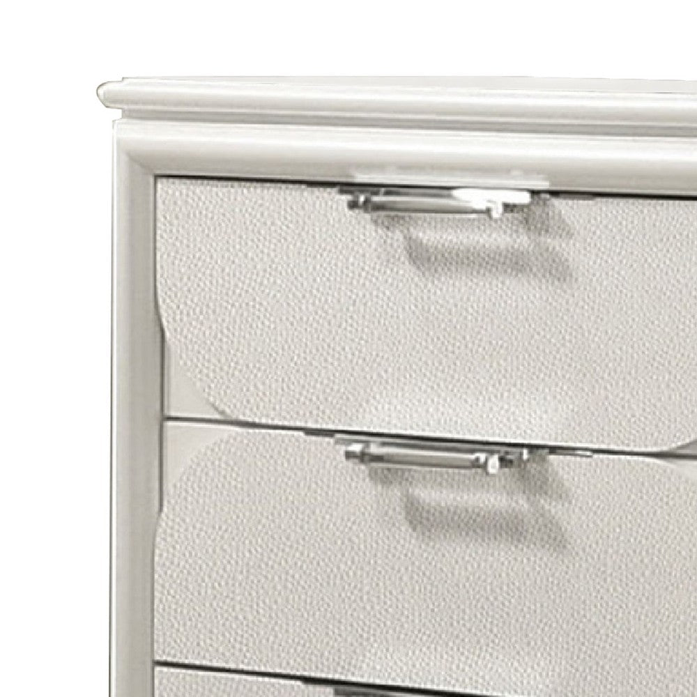 Dima 6 Drawer Wide Dresser | Pearl White Solid Wood | Acrylic Hardware BM340231