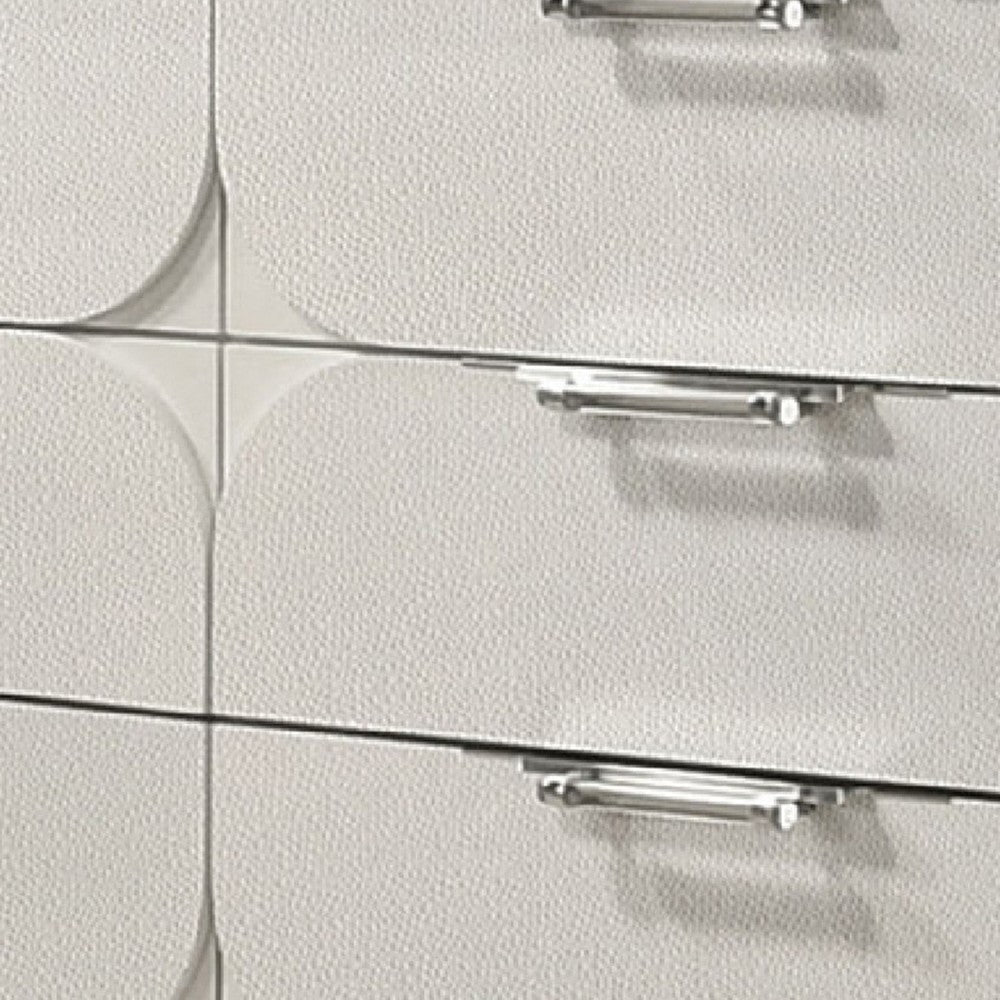 Dima 6 Drawer Wide Dresser | Pearl White Solid Wood | Acrylic Hardware BM340231