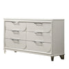 Dima 6 Drawer Wide Dresser | Pearl White Solid Wood | Acrylic Hardware