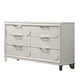 Dima 6 Drawer Wide Dresser | Pearl White Solid Wood | Acrylic Hardware