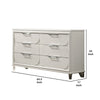 Dima 6 Drawer Wide Dresser | Pearl White Solid Wood | Acrylic Hardware BM340231