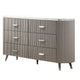 Gema 6 Drawer Wide Dresser | Light Gray Solid Wood | Cultured Stone Top