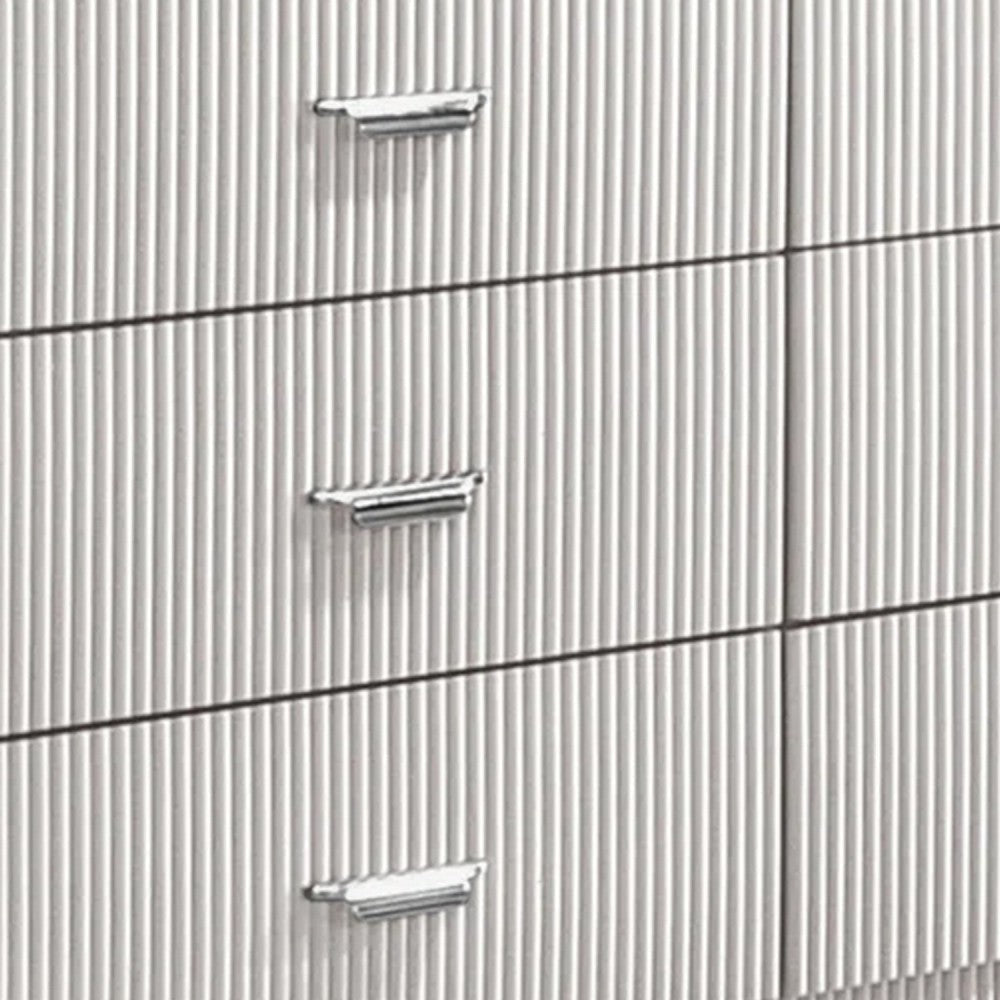 Alda 6 Drawer Wide Dresser | Light Gray Solid Wood | Cultured Stone Top BM340233