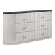 Alda 6 Drawer Wide Dresser | Light Gray Solid Wood | Cultured Stone Top
