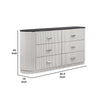 Alda 6 Drawer Wide Dresser | Light Gray Solid Wood | Cultured Stone Top BM340233