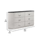 Alda 6 Drawer Wide Dresser | Light Gray Solid Wood | Cultured Stone Top BM340233