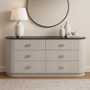Alda 6 Drawer Wide Dresser | Light Gray Solid Wood | Cultured Stone Top BM340233