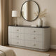 Alda 6 Drawer Wide Dresser | Light Gray Solid Wood | Cultured Stone Top