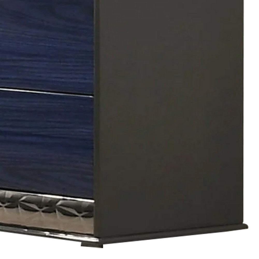 Cote 6 Drawer Dresser | Ash Gray | Indigo Blue Solid Wood | Chrome BM340234