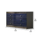 Cote 6 Drawer Dresser | Ash Gray | Indigo Blue Solid Wood | Chrome BM340234