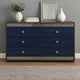 Cote 6 Drawer Dresser | Ash Gray | Indigo Blue Solid Wood | Chrome BM340234