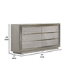 Vino 6 Drawer Wide Dresser | Gray Solid Wood | Silver Molding BM340235