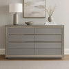 Vino 6 Drawer Wide Dresser | Gray Solid Wood | Silver Molding BM340235
