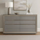 Vino 6 Drawer Wide Dresser | Gray Solid Wood | Silver Molding BM340235