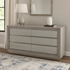 Vino 6 Drawer Wide Dresser | Gray Solid Wood | Silver Molding