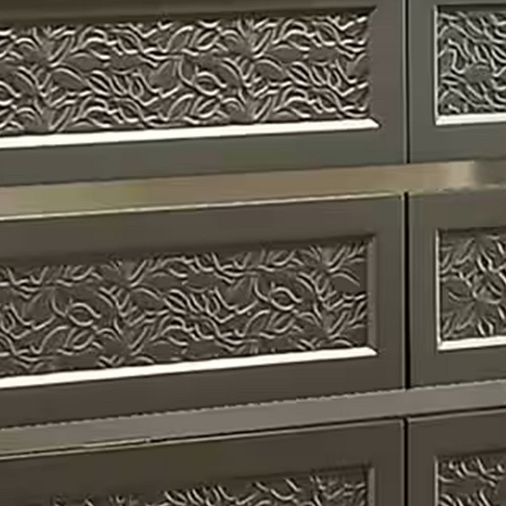 Levi 6 Drawer Wide Dresser | Dark Gray Solid Wood | Bedroom Storage BM340237