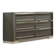 Levi 6 Drawer Wide Dresser | Dark Gray Solid Wood | Bedroom Storage