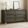 Levi 6 Drawer Wide Dresser | Dark Gray Solid Wood | Bedroom Storage BM340237