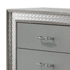 Cyl 6 Drawer Wide Dresser | Metallic Gray Solid Wood | Chrome Trim BM340238